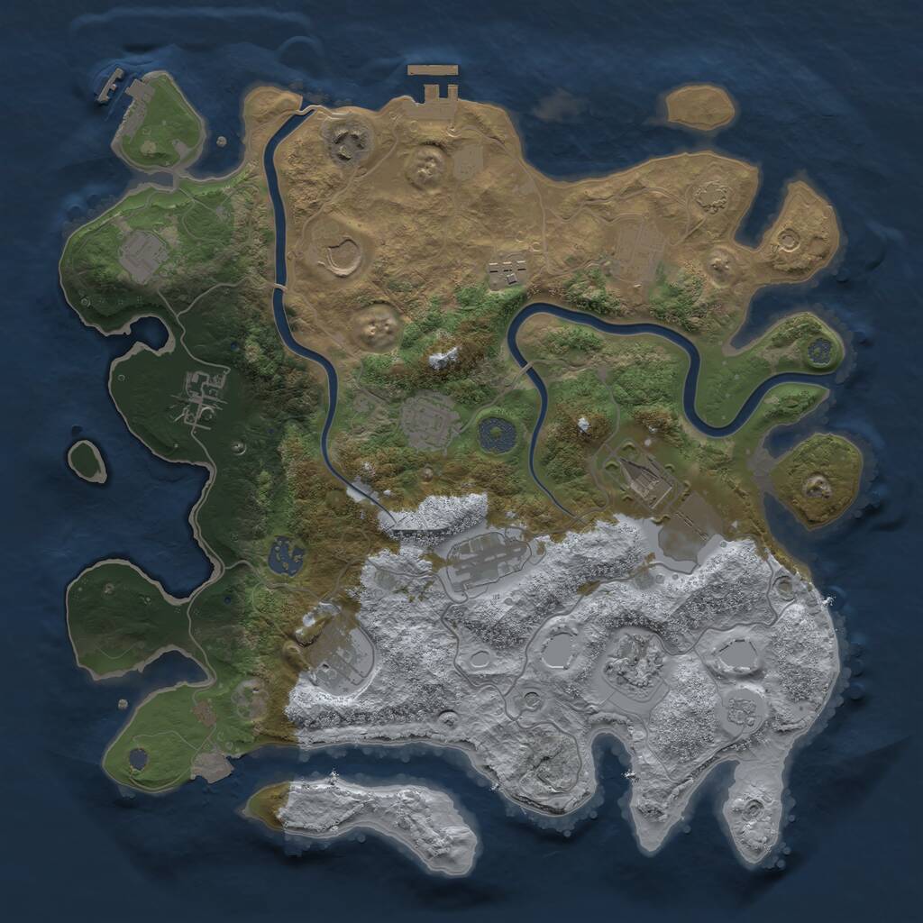 Rust Map: Procedural Map, Size: 3700, Seed: 693267780, 19 Monuments
