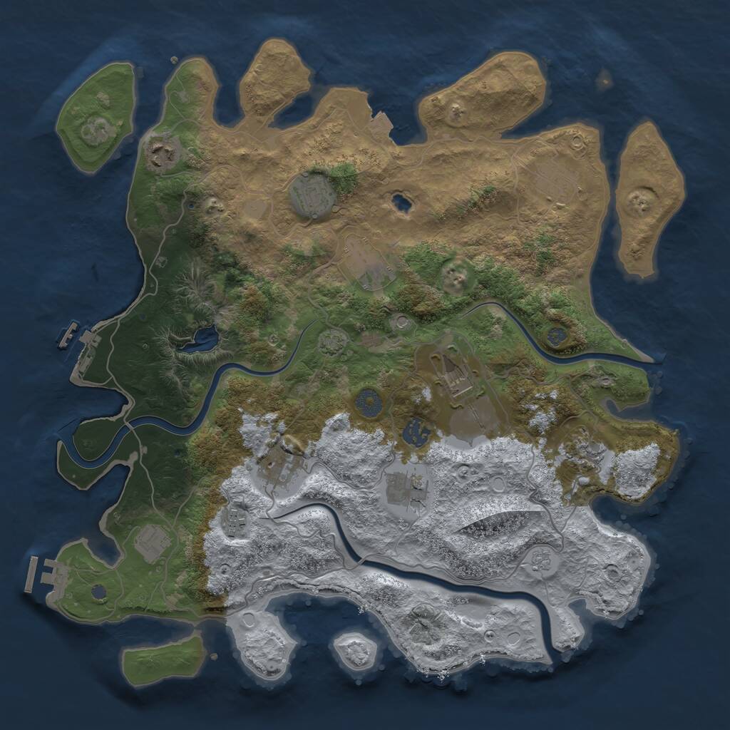 Rust Map: Procedural Map, Size: 4000, Seed: 1698146033, 16 Monuments