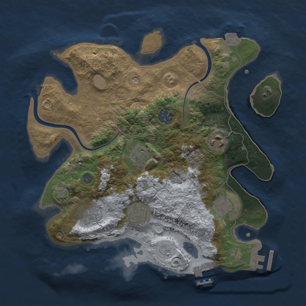 Rust Map: Procedural Map, Size: 3000, Seed: 2064761174, 14 Monuments