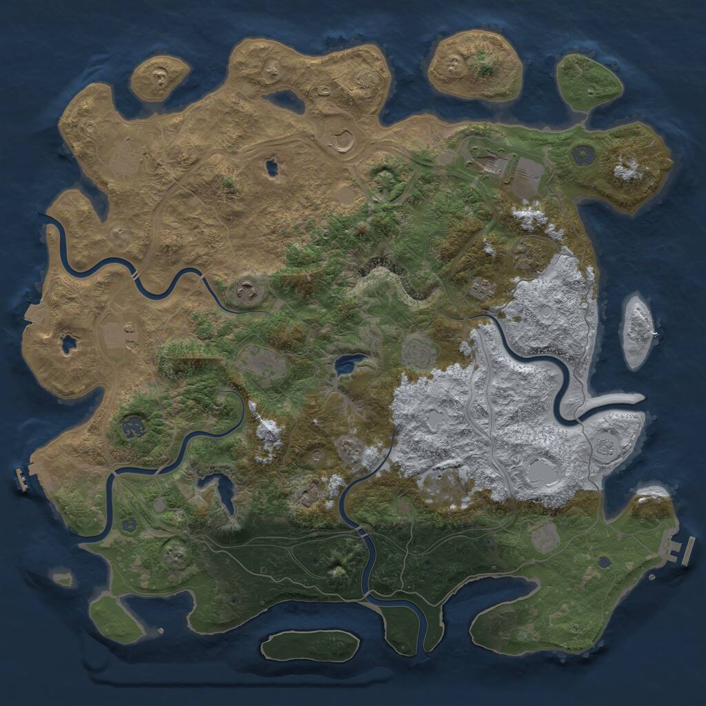 Rust Map: Procedural Map, Size: 4750, Seed: 668496, 17 Monuments