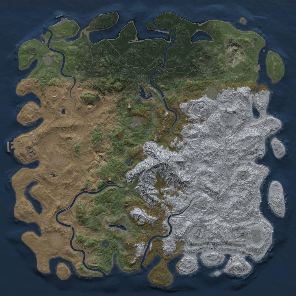 Rust Map: Procedural Map, Size: 6000, Seed: 130067, 19 Monuments