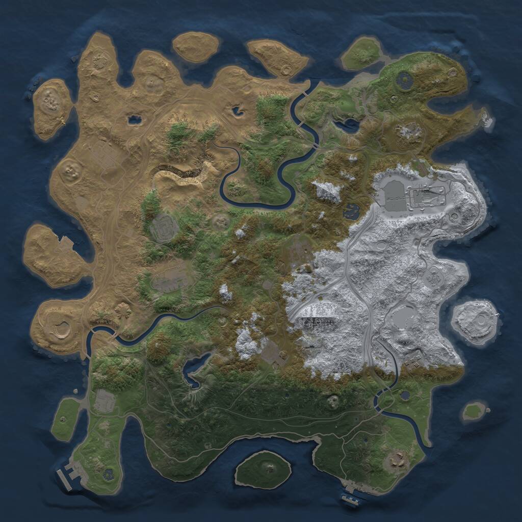 Rust Map: Procedural Map, Size: 4500, Seed: 884974968, 17 Monuments