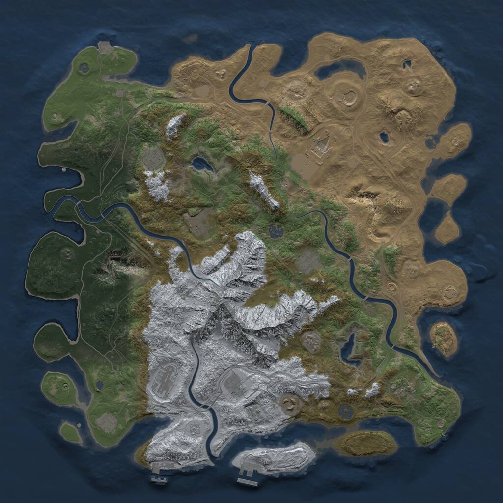 Rust Map: Procedural Map, Size: 5000, Seed: 396359801, 19 Monuments