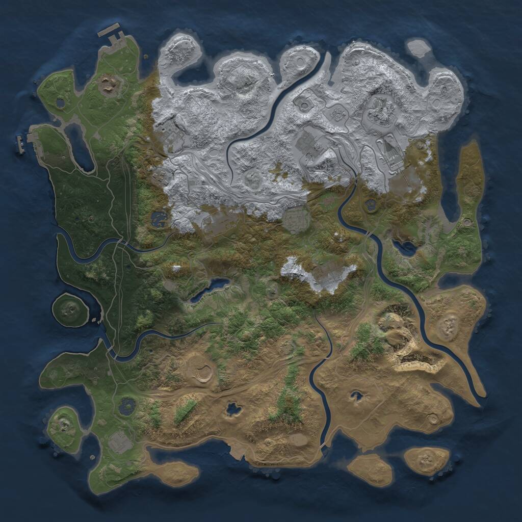 Rust Map: Procedural Map, Size: 4500, Seed: 21626, 19 Monuments