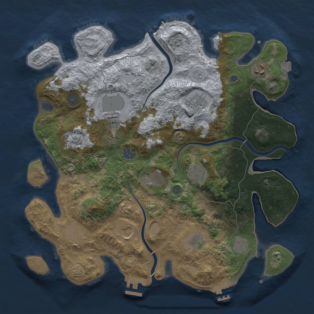 Rust Map: Procedural Map, Size: 3750, Seed: 220258270, 19 Monuments