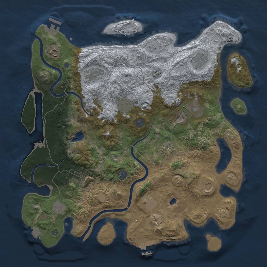 Rust Map: Procedural Map, Size: 4000, Seed: 2094464945, 17 Monuments