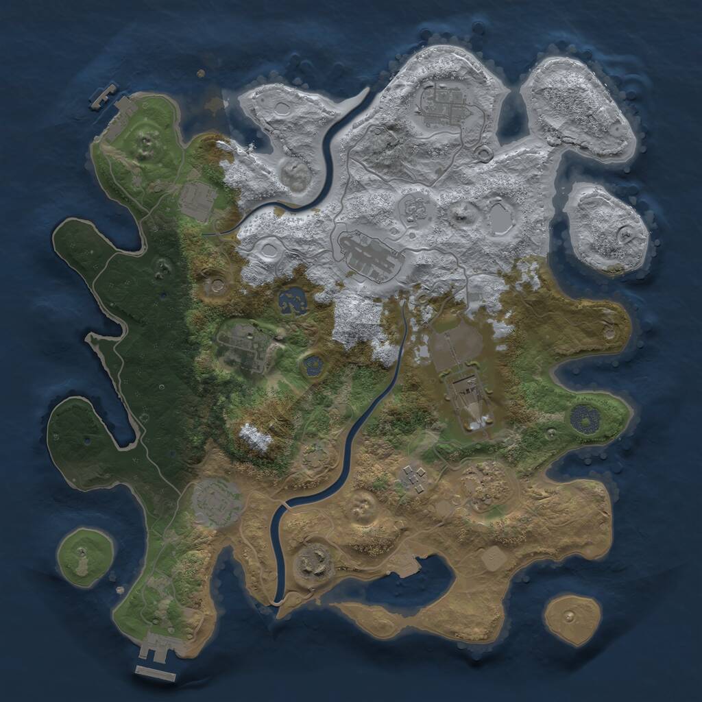 Rust Map: Procedural Map, Size: 3500, Seed: 1536500916, 17 Monuments