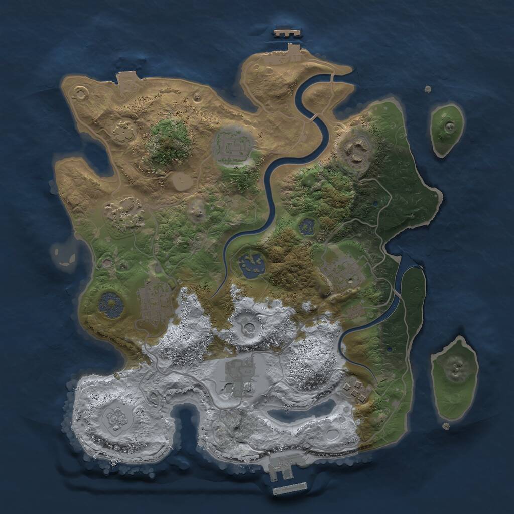 Rust Map: Procedural Map, Size: 3000, Seed: 35252, 16 Monuments