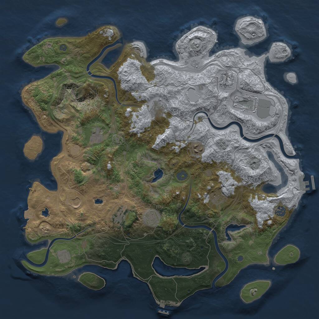 Rust Map: Procedural Map, Size: 4500, Seed: 69680451, 19 Monuments