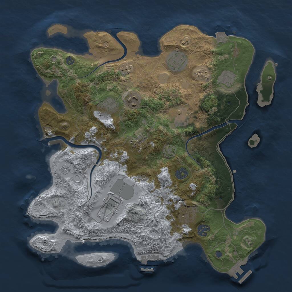 Rust Map: Procedural Map, Size: 3500, Seed: 1298266725, 17 Monuments