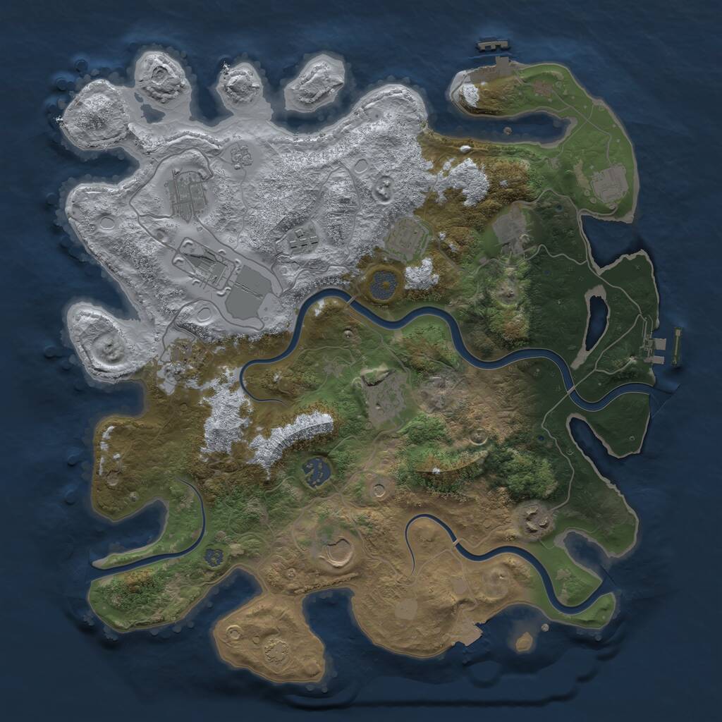 Rust Map: Procedural Map, Size: 3800, Seed: 526620780, 18 Monuments
