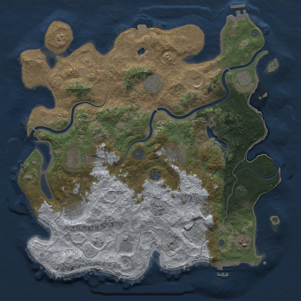 Rust Map: Procedural Map, Size: 4000, Seed: 499788, 19 Monuments