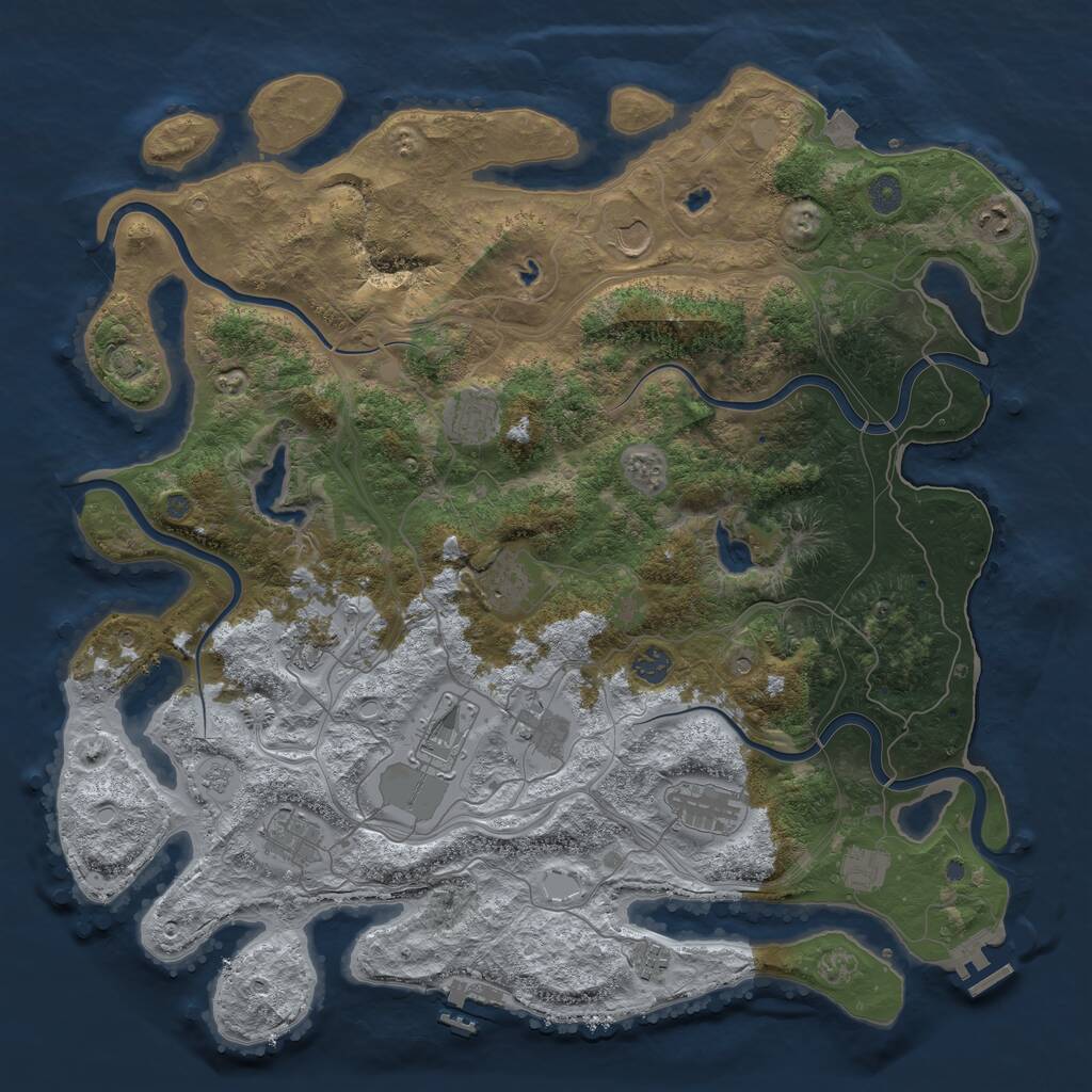 Rust Map: Procedural Map, Size: 4500, Seed: 1166437589, 19 Monuments