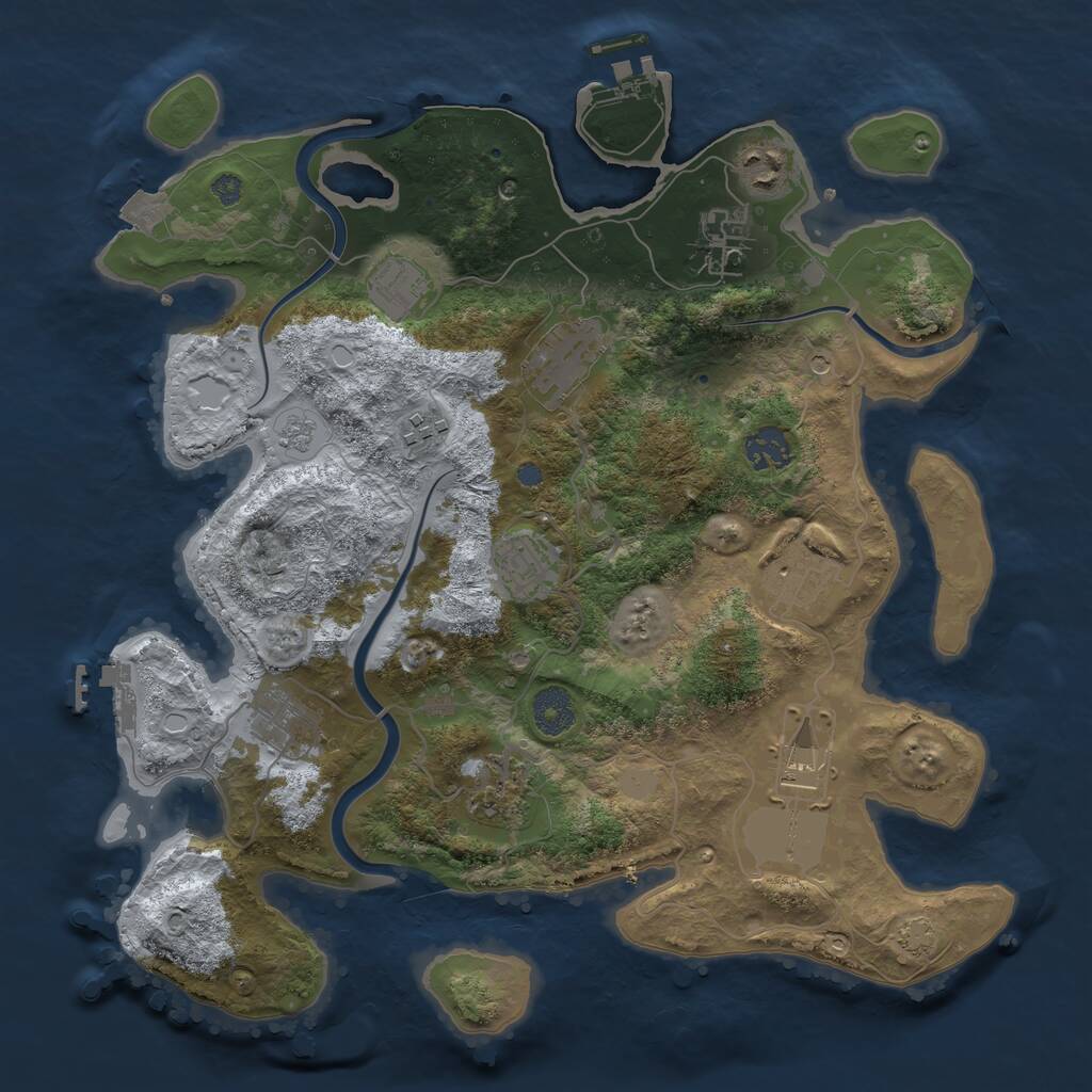 Rust Map: Procedural Map, Size: 3600, Seed: 2116074442, 18 Monuments