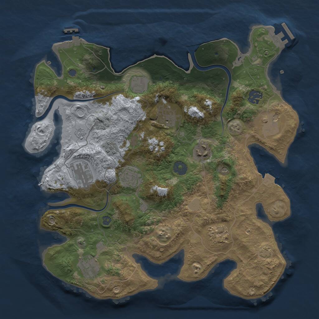 Rust Map: Procedural Map, Size: 3400, Seed: 727292337, 15 Monuments