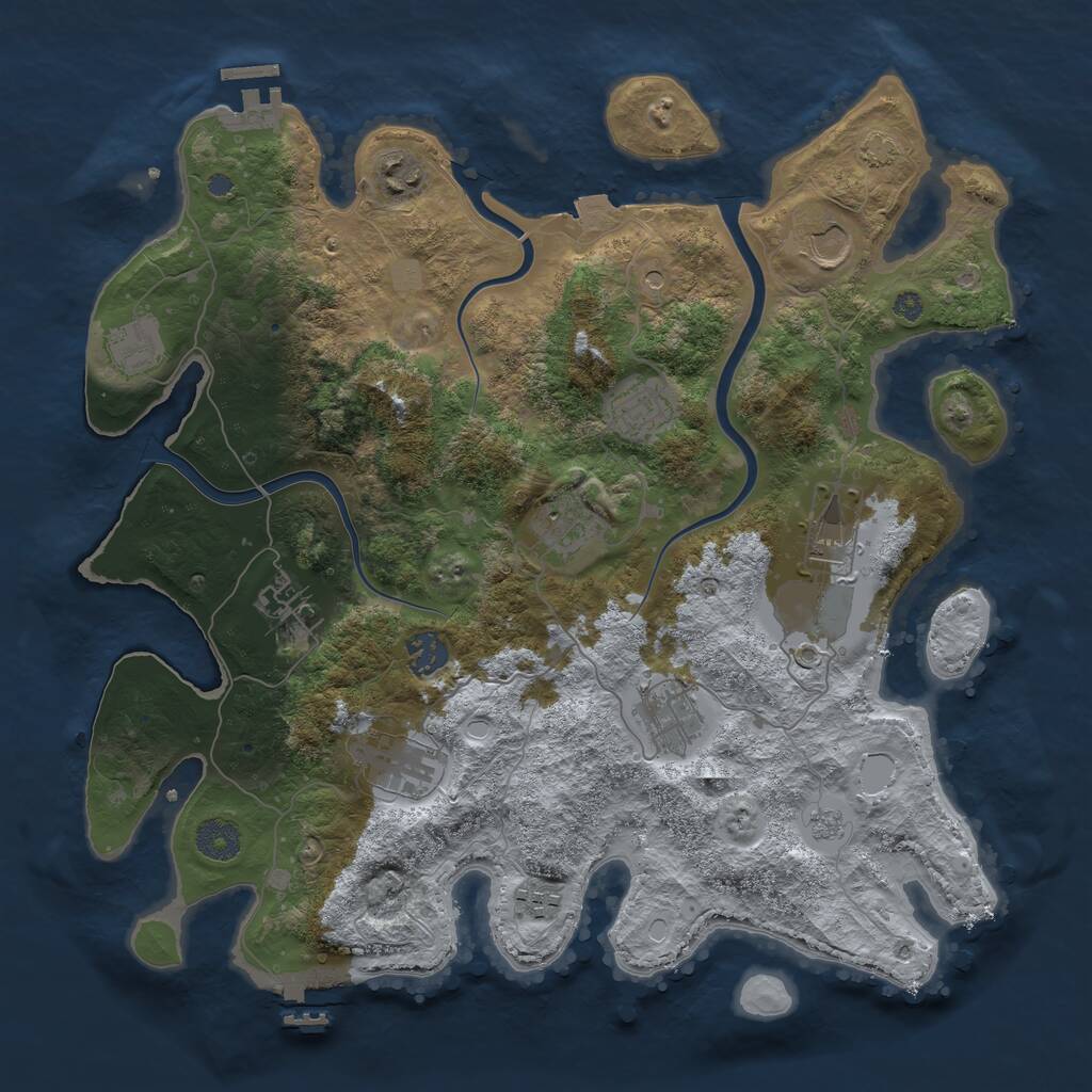 Rust Map: Procedural Map, Size: 3750, Seed: 1217648204, 16 Monuments