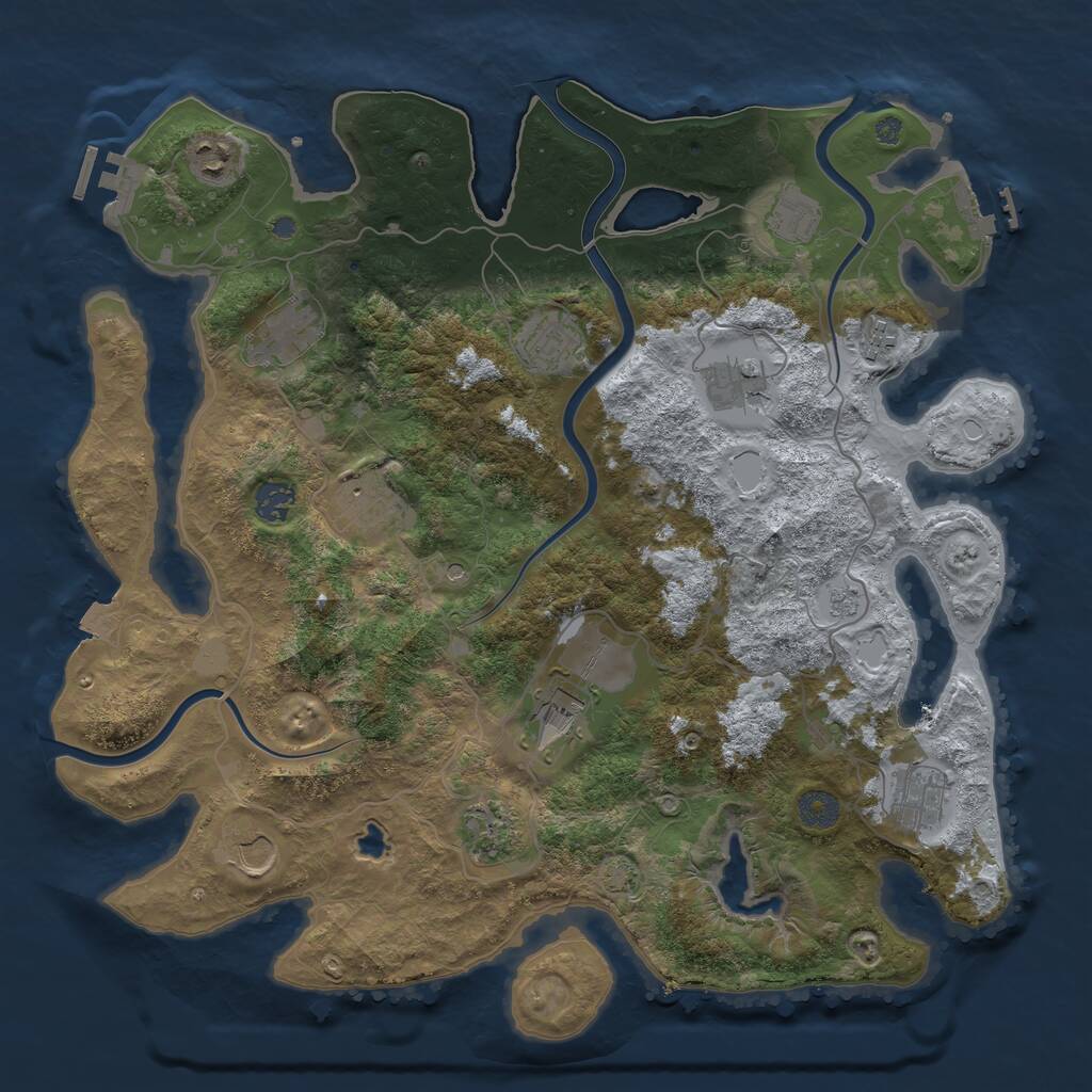 Rust Map: Procedural Map, Size: 4000, Seed: 447681097, 19 Monuments