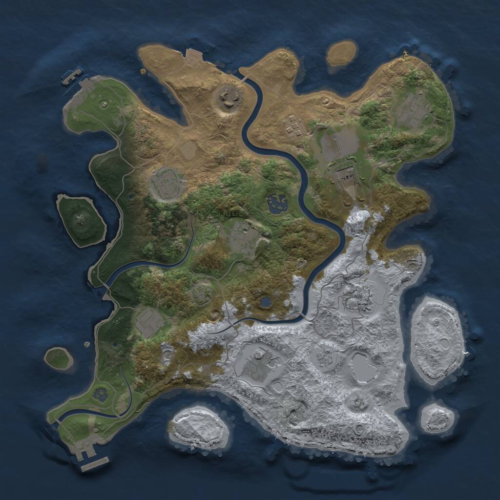 Rust Map: Procedural Map, Size: 3500, Seed: 1661371270, 17 Monuments