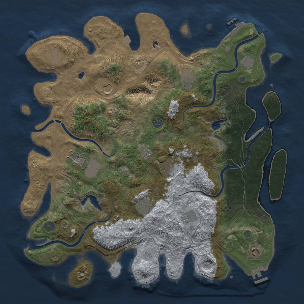 Rust Map: Procedural Map, Size: 4500, Seed: 821409722, 17 Monuments