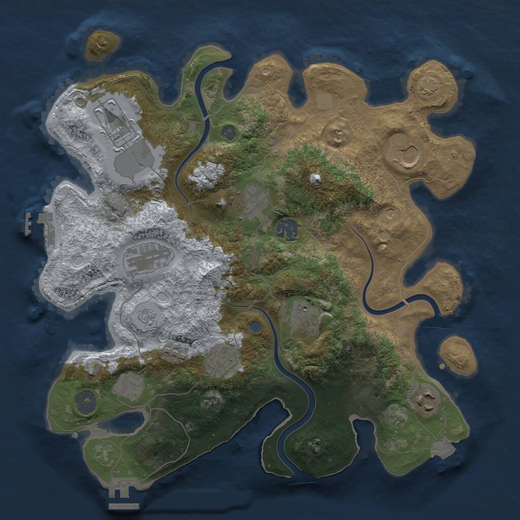 Rust Map: Procedural Map, Size: 3500, Seed: 286521854, 17 Monuments