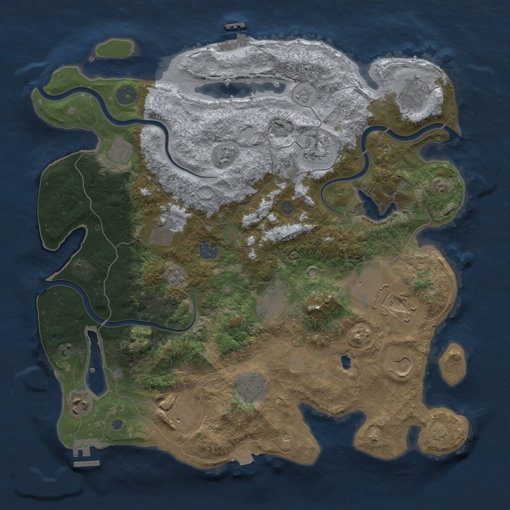 Rust Map: Procedural Map, Size: 4000, Seed: 88592, 19 Monuments