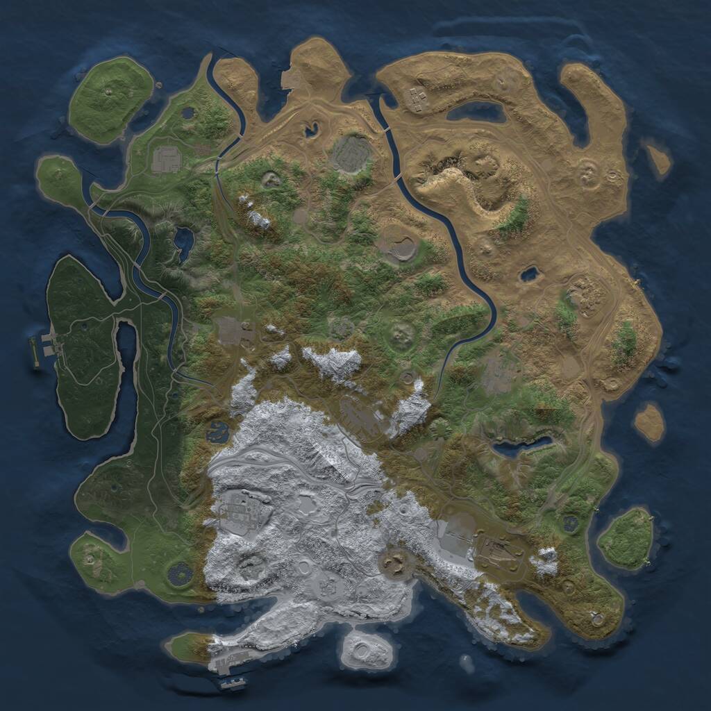 Rust Map: Procedural Map, Size: 4500, Seed: 919959442, 17 Monuments