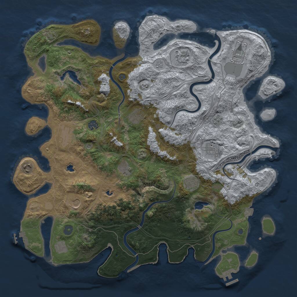 Rust Map: Procedural Map, Size: 4500, Seed: 1678883711, 17 Monuments