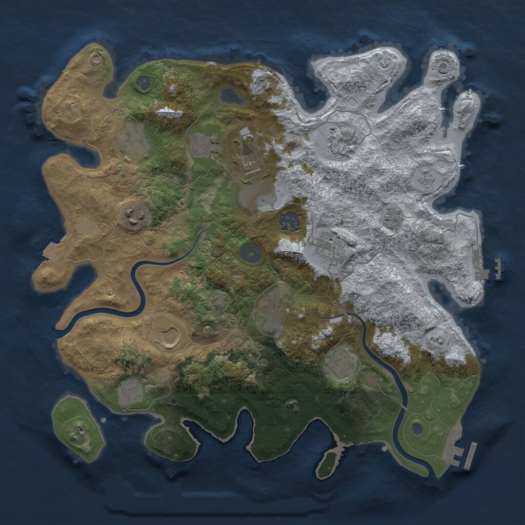Rust Map: Procedural Map, Size: 3750, Seed: 2601001, 17 Monuments