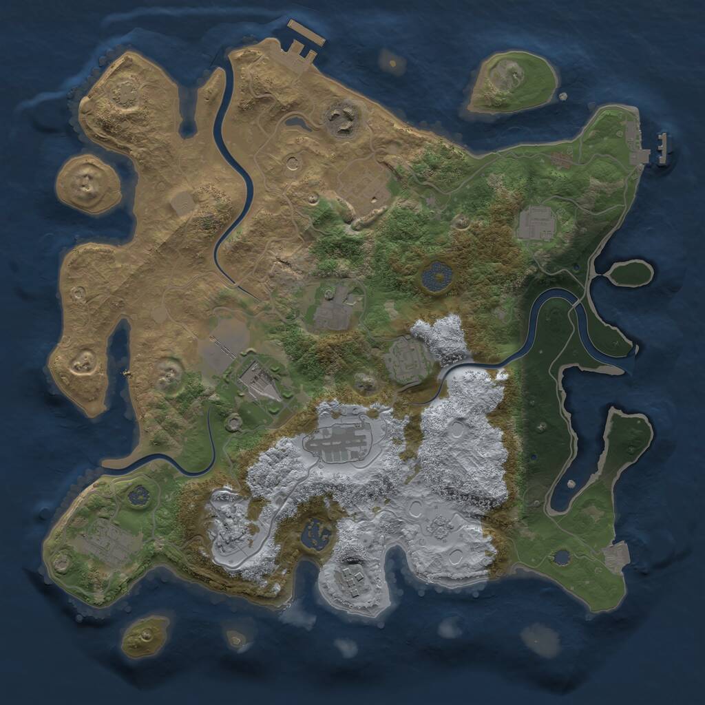 Rust Map: Procedural Map, Size: 3500, Seed: 1546807473, 18 Monuments