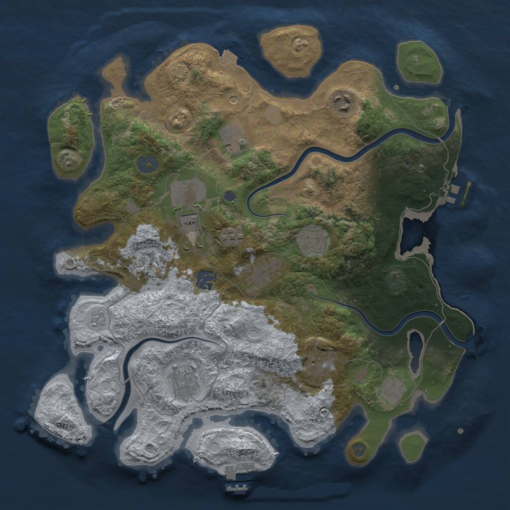 Rust Map: Procedural Map, Size: 3750, Seed: 1728025271, 18 Monuments