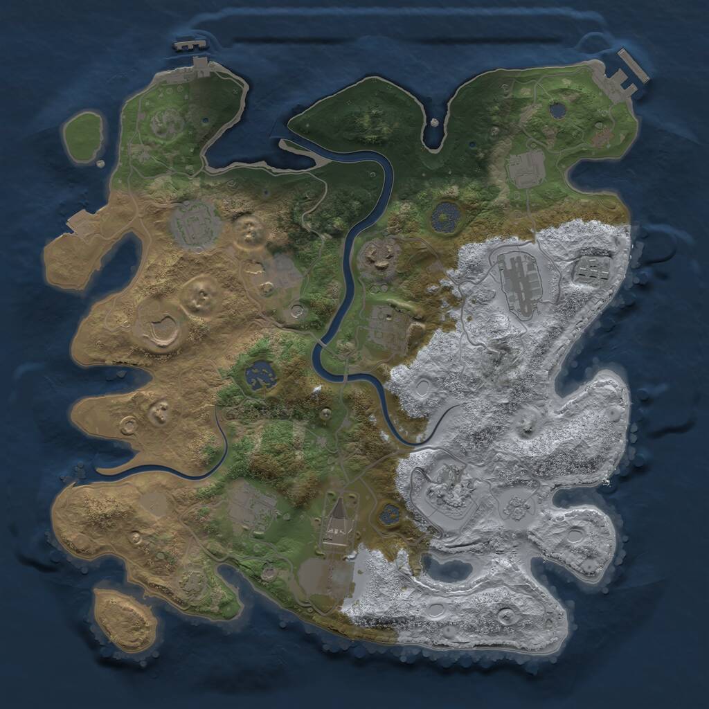 Rust Map: Procedural Map, Size: 3500, Seed: 1817505873, 19 Monuments