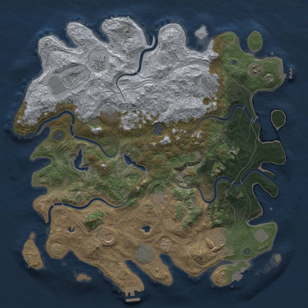 Rust Map: Procedural Map, Size: 4500, Seed: 11020261, 19 Monuments