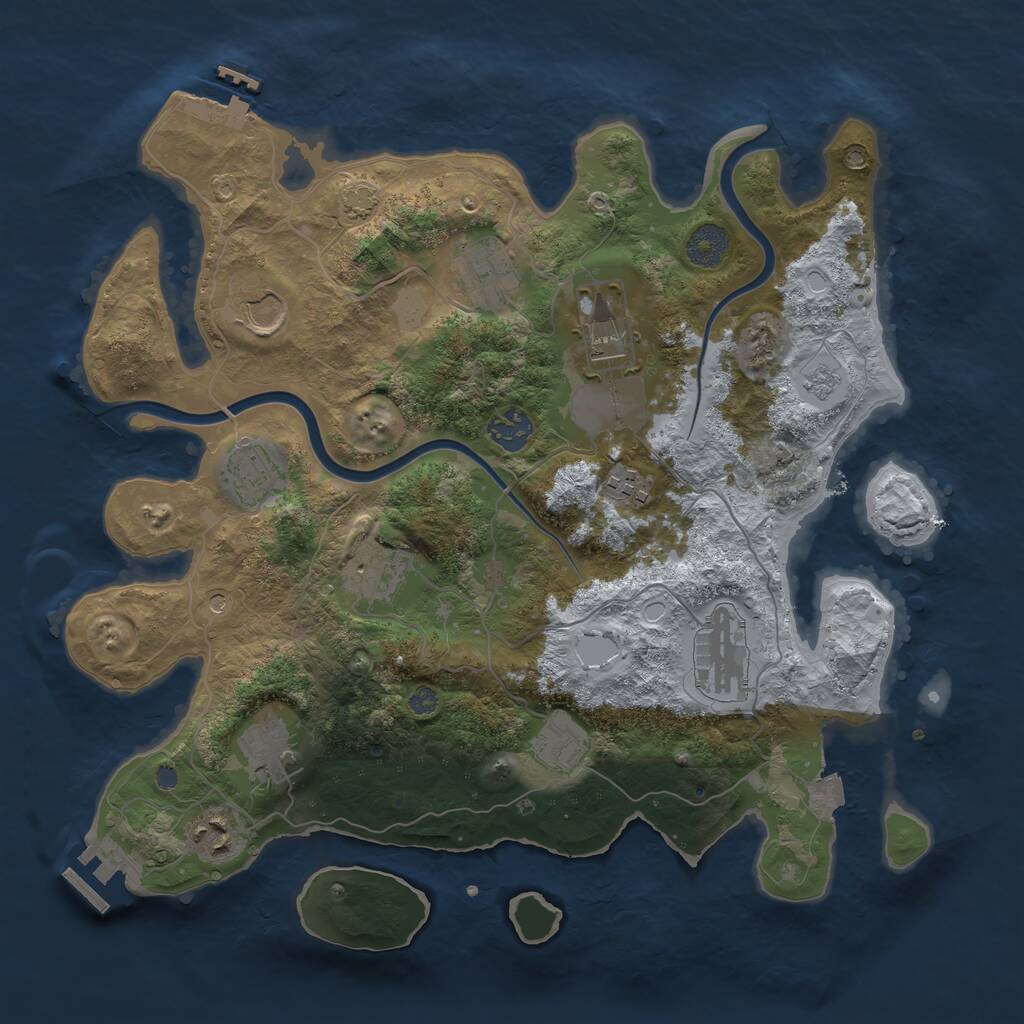 Rust Map: Procedural Map, Size: 3600, Seed: 1685571565, 18 Monuments