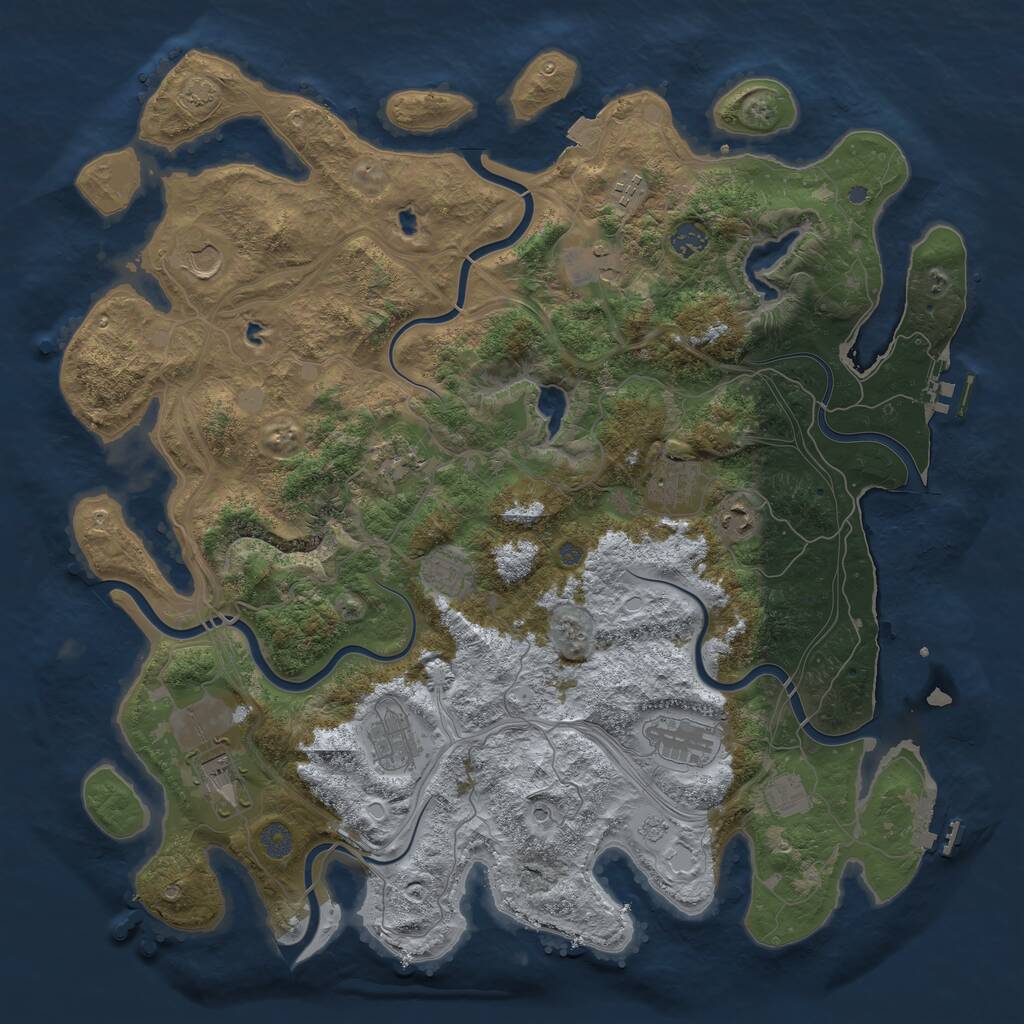 Rust Map: Procedural Map, Size: 4500, Seed: 654268002, 19 Monuments