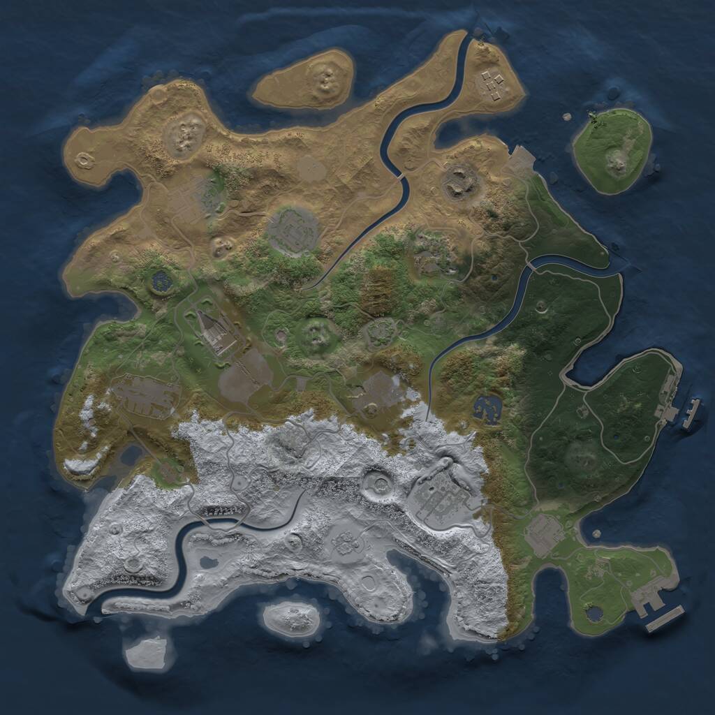Rust Map: Procedural Map, Size: 3500, Seed: 715939913, 18 Monuments