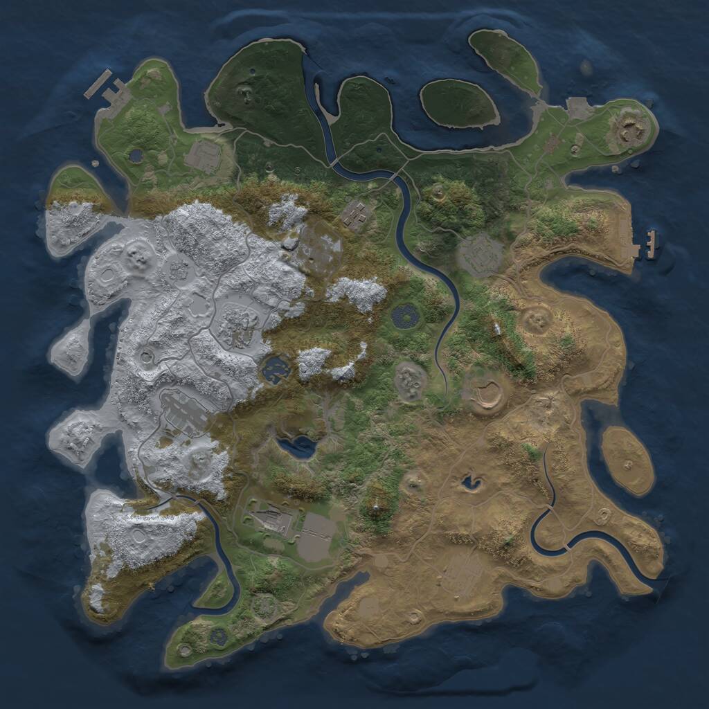 Rust Map: Procedural Map, Size: 4000, Seed: 992020, 16 Monuments