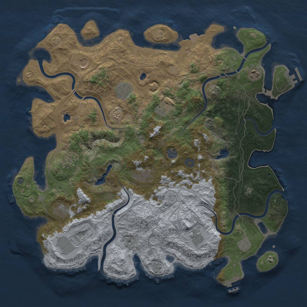 Rust Map: Procedural Map, Size: 4500, Seed: 1120603257, 19 Monuments