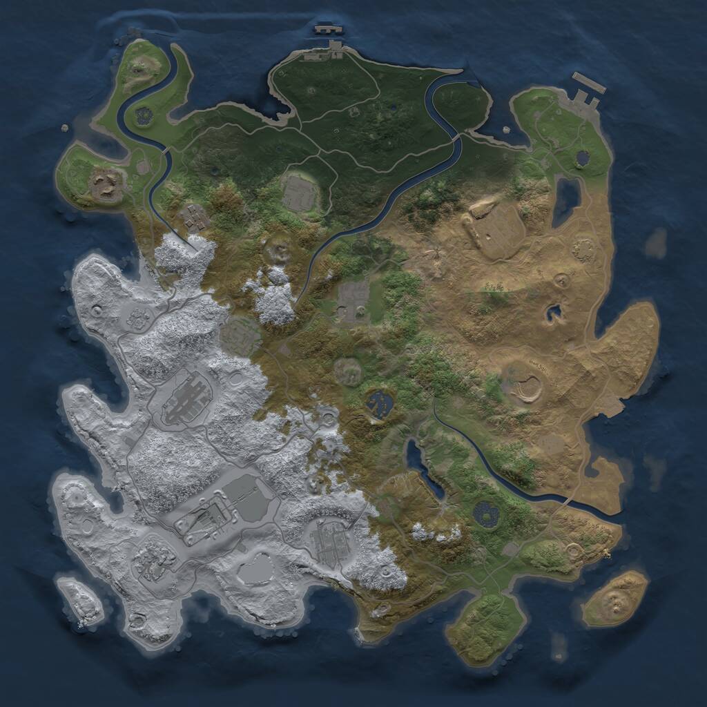 Rust Map: Procedural Map, Size: 4000, Seed: 1941580208, 19 Monuments