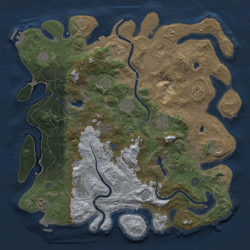 Rust Map: Procedural Map, Size: 4500, Seed: 234844413, 19 Monuments