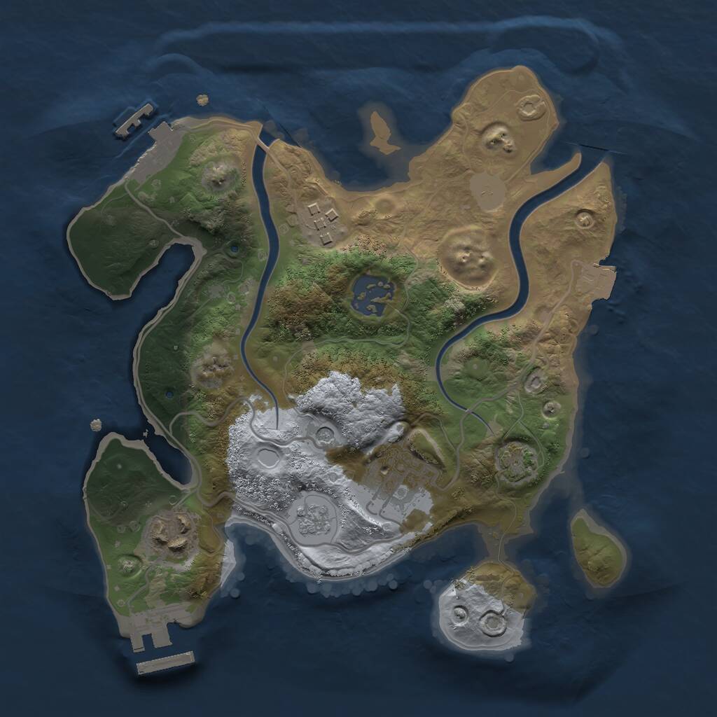 Rust Map: Procedural Map, Size: 2500, Seed: 675264172, 12 Monuments