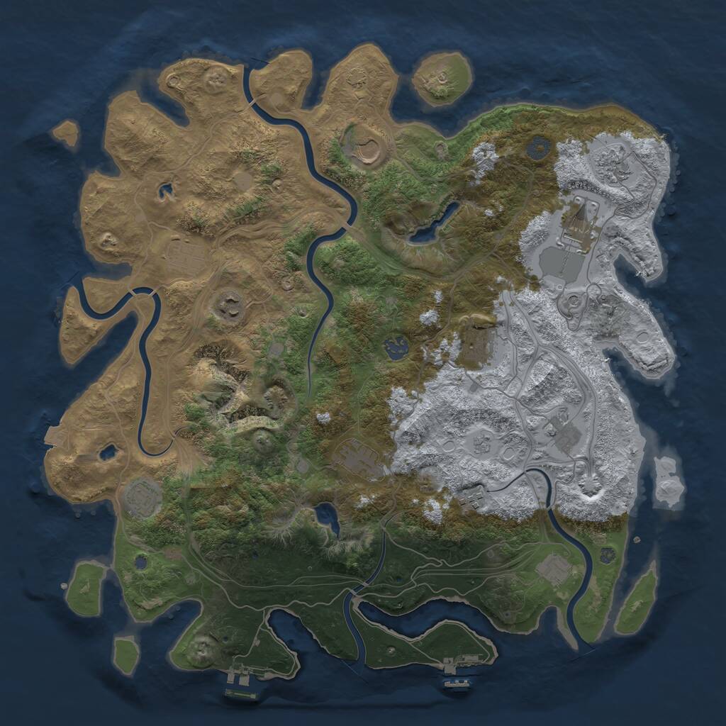 Rust Map: Procedural Map, Size: 4500, Seed: 159513066, 19 Monuments