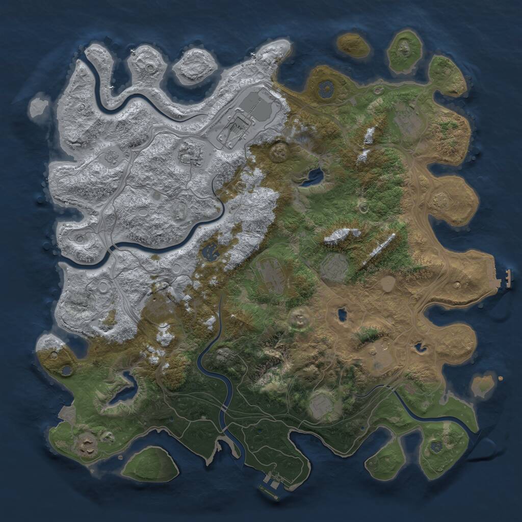 Rust Map: Procedural Map, Size: 4500, Seed: 622331, 18 Monuments