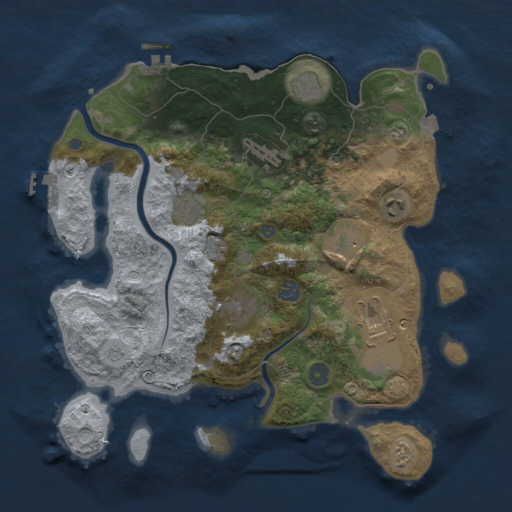 Rust Map: Procedural Map, Size: 3500, Seed: 536306686, 14 Monuments