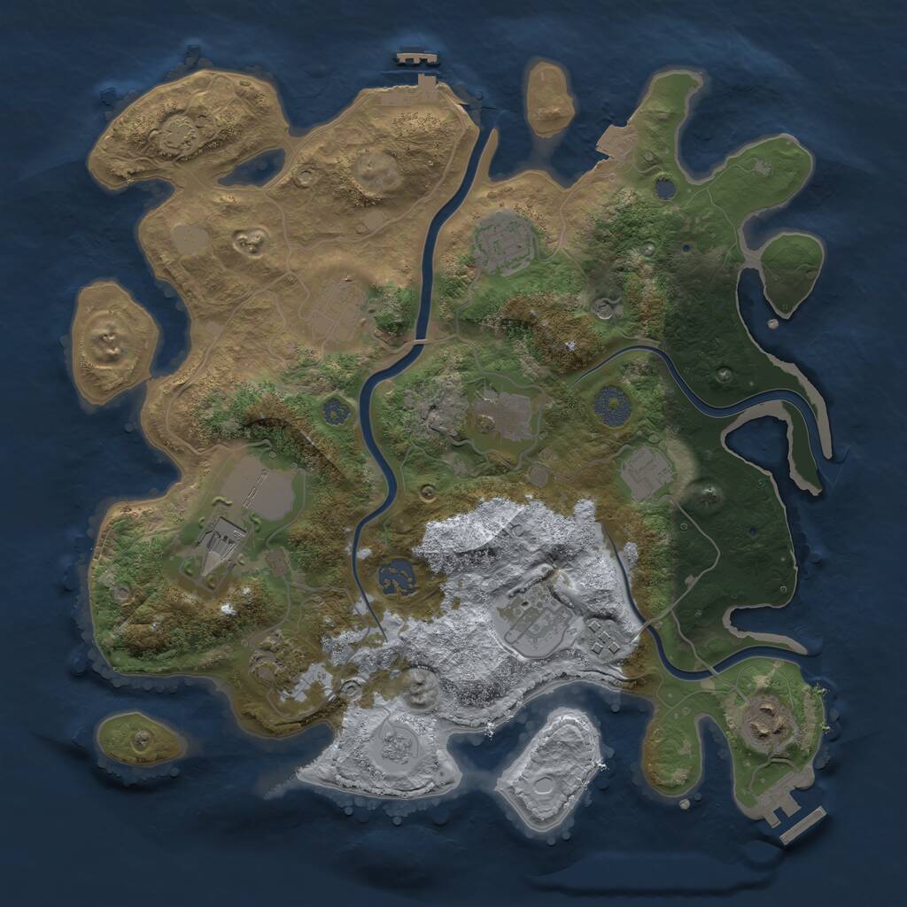 Rust Map: Procedural Map, Size: 3500, Seed: 1931764715, 17 Monuments