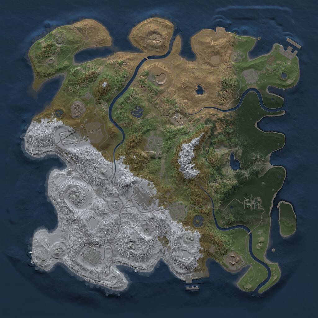 Rust Map: Procedural Map, Size: 4000, Seed: 534888090, 17 Monuments