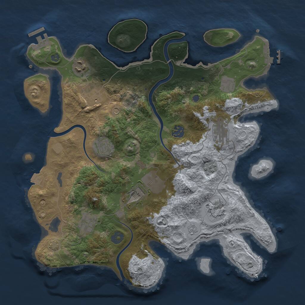 Rust Map: Procedural Map, Size: 3600, Seed: 794132667, 15 Monuments