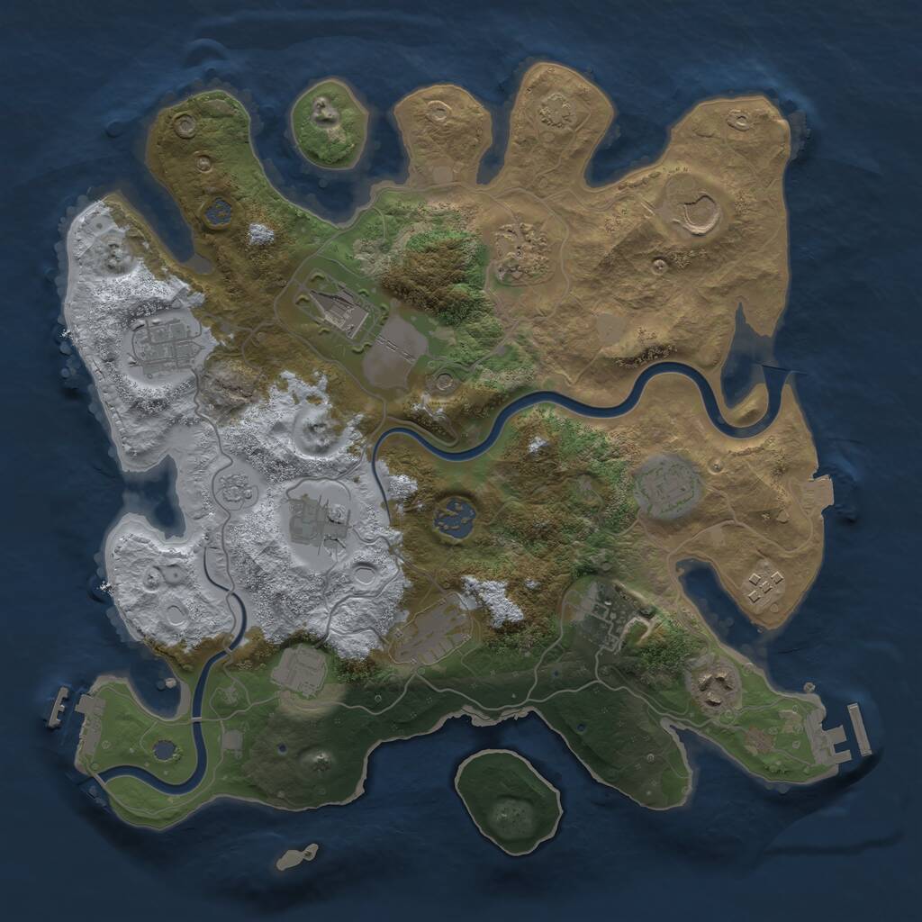 Rust Map: Procedural Map, Size: 3500, Seed: 538134383, 19 Monuments