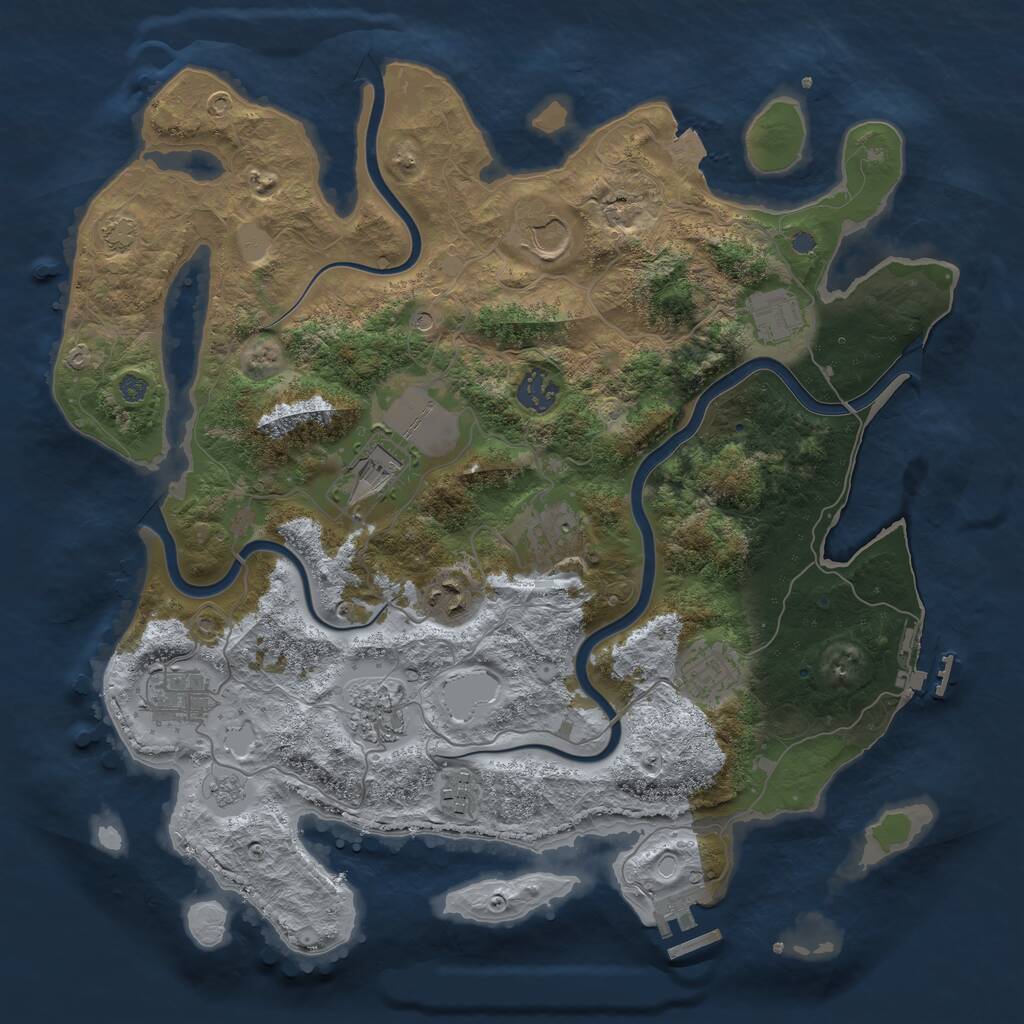 Rust Map: Procedural Map, Size: 3700, Seed: 1195056812, 17 Monuments