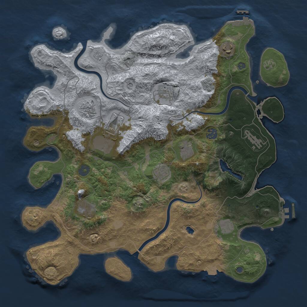 Rust Map: Procedural Map, Size: 4000, Seed: 441595726, 16 Monuments