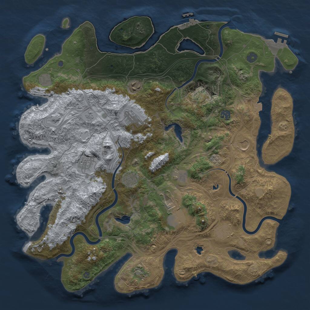 Rust Map: Procedural Map, Size: 4500, Seed: 4180011, 17 Monuments